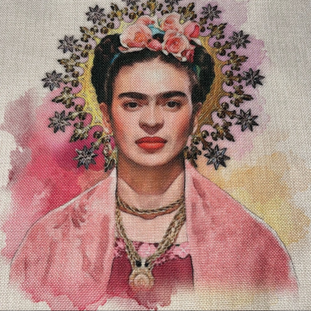 Frida Kahlo Painted Polyester Cotton Tote Bag Double Handle